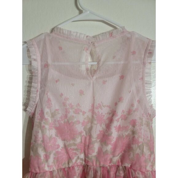 EUC Zenzi Girl's Sleeveless Floral Tulle Lined Dress - Blush Pink Sparkle XL 14 - Picture 5 of 8